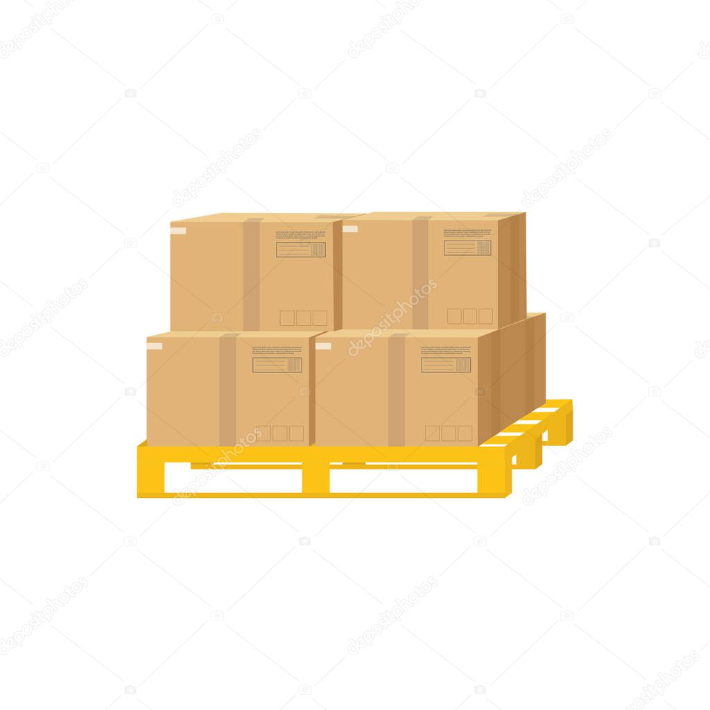 Logistics and delivery icon service isolated on white background:  packages, box, parcel.  Postal service creative design. Vector flat illustration.