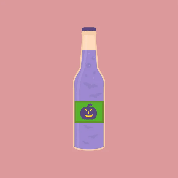 Бутылка Хэллоуином Жуткий Напиток Тыквой Качестве Праздничной Открытки — стоковый вектор