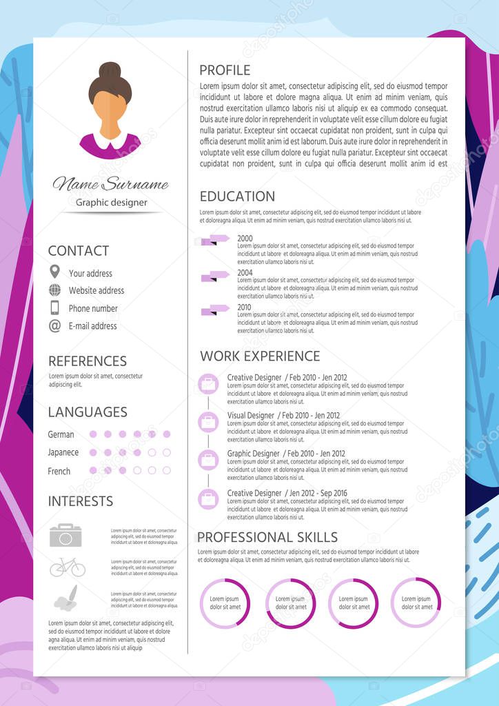 resume vector template with infographic design 