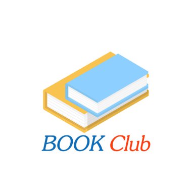 Kitap kulübü yazıt davet, promo, parmak, el ilanı, kapak ve posterler için. İzometrik kitap eğitim kursları, Öğreticiler, ders, eğitim, dil Üniversitesi öğrenme için vektör çalışmalar