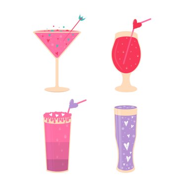 Sevgililer günü hediye kartı ile farklı kokteyl bardak 