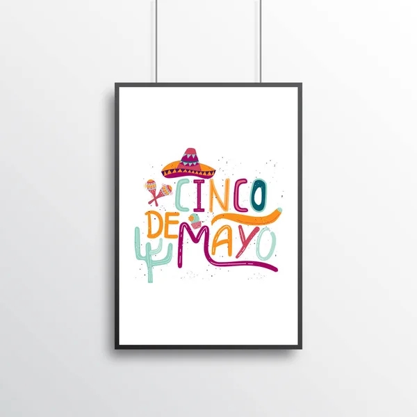 Bannière Carte Pour Célébration Cinco Mayo Affiche Vacances Avec Calligraphie — Image vectorielle