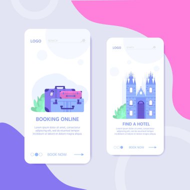Web sitesi şablonu için seyahat ve turizm konsepti, online rezervasyon 