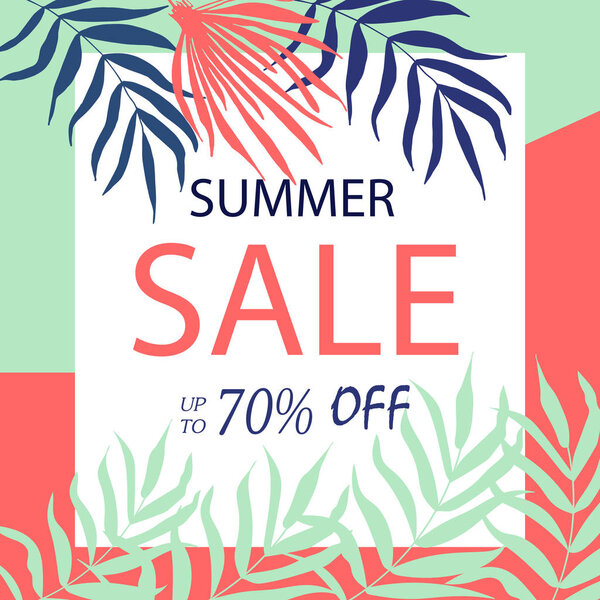 Summer discount cards with tropic palm design. Can be used for social media sale website, poster, flyer, email, newsletter, ads, promotional material. Mobile banner template.