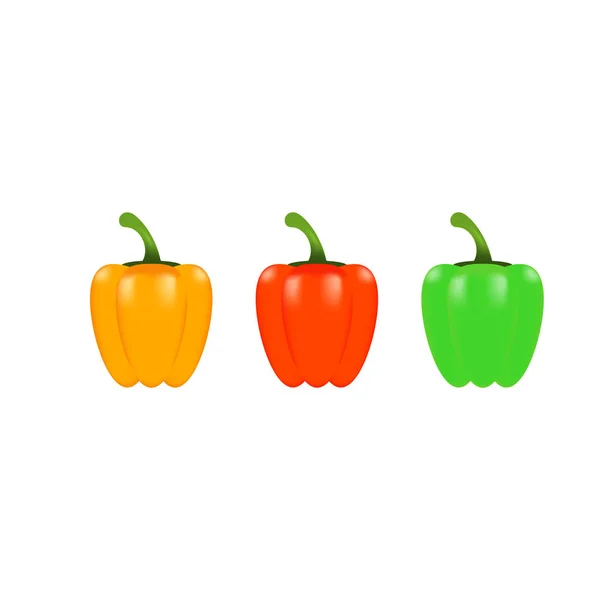 Gesundes Gemüse mit reifen Paprika Vitaminen und Mineralstoffen isoliert auf weißem Hintergrund. Qualitätsvektorillustration über Ernährung, Öko-Lebensmittel, Vorteile von Veganismus und Ernährungskonzept. — Stockvektor