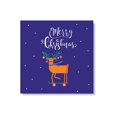 Hayvanlarla sevimli Noel hediye kartı. Merry Chr için Davetiye