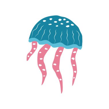 Sualtı yaratığı denizanası beyaz, deniz hayvanı izole