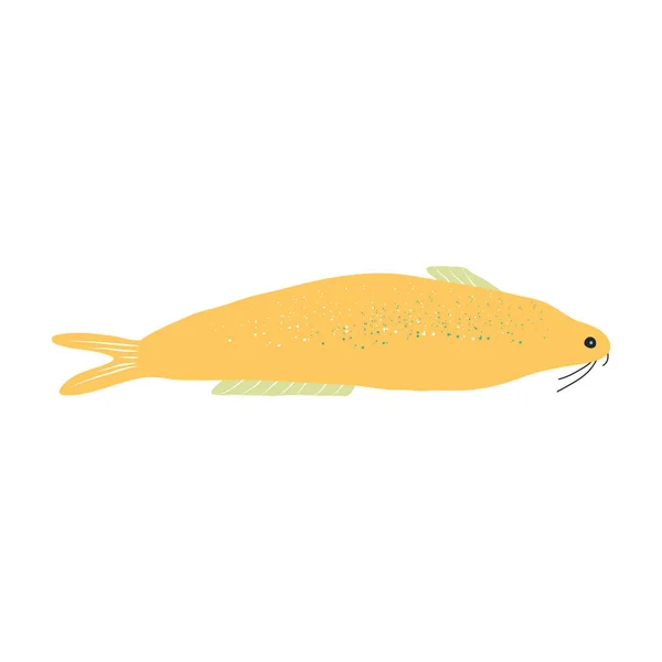 Criatura submarina, peces amarillos aislados en blanco, anima marina — Vector de stock