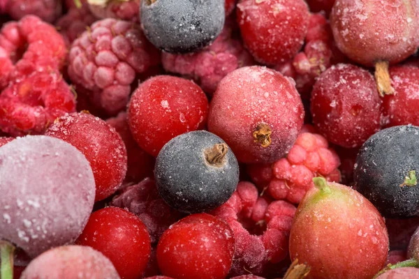 Cerise Aux Fruits Congelée Framboise Cassis Sacs Vue Rapprochée Haut — Photo