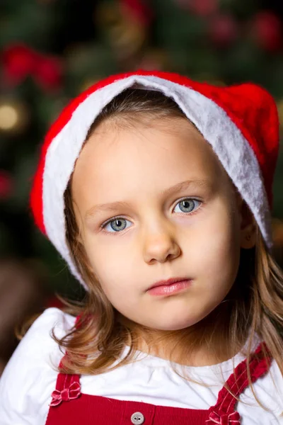 Ritratto Bambino Triste Natale Foto Stock Royalty Free