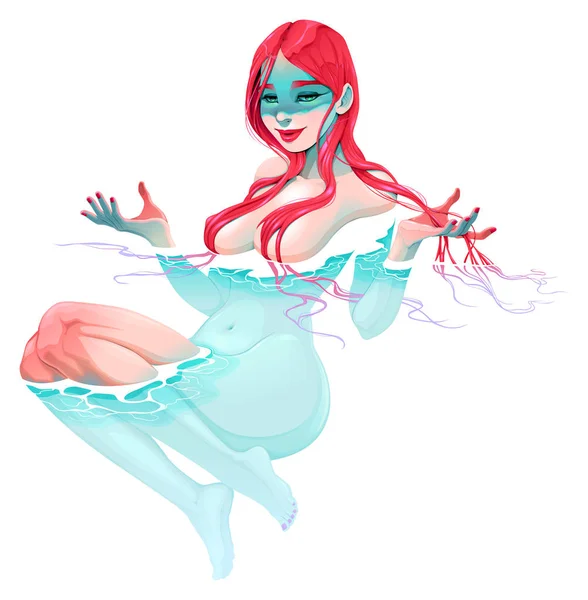 Krásná Žena Vodě Izolované Vektorové Ilustrace — Stockový vektor
