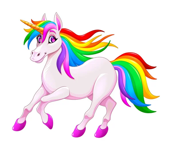 Cute Rainbow Unicorn Vector Illustration — Stock Vector