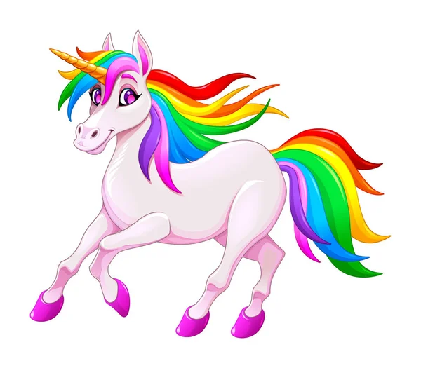 Unicorn Pelangi Yang Lucu Ilustrasi Vektor - Stok Vektor