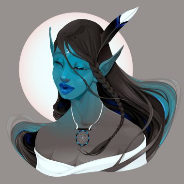 Bir peri portresi Maya denir. Vektör fantezi illüstrasyon