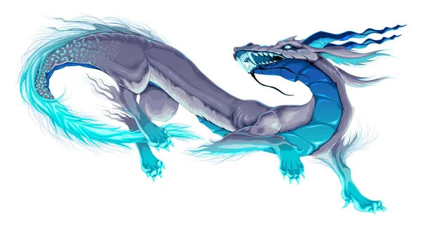 Geïsoleerde Dragon Een Dansende Pose Vector Fantasy Characte — Stockvector
