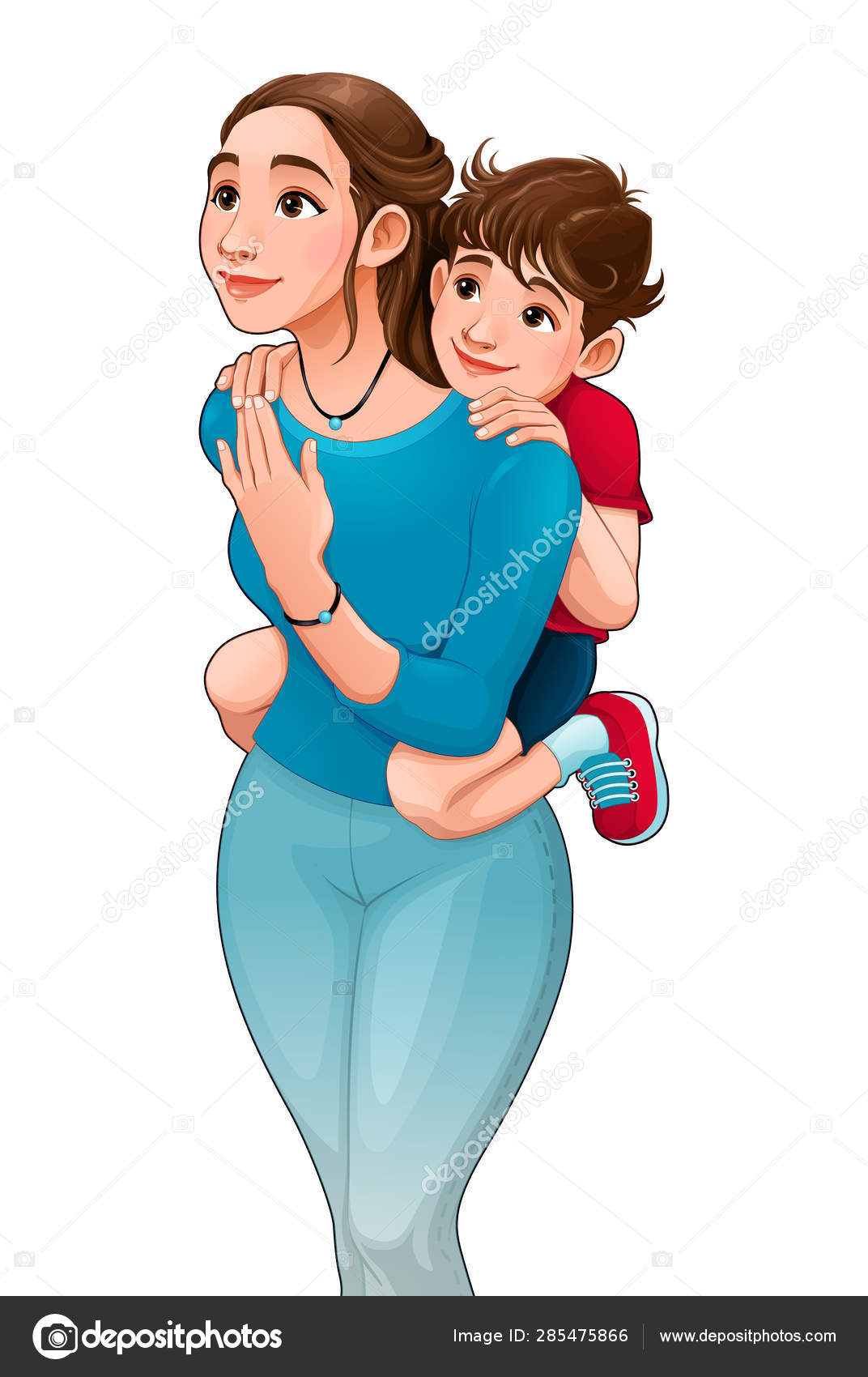 Mother with son on her back Stock Vector Image by ©ddraw #285475866