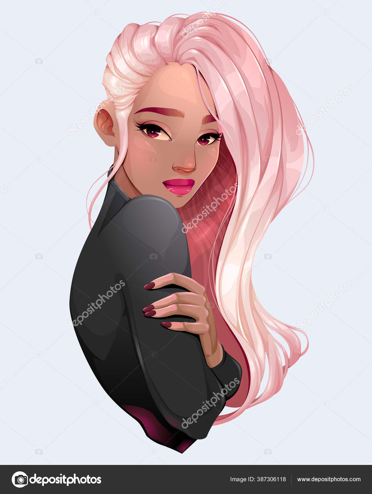 pink wig vector