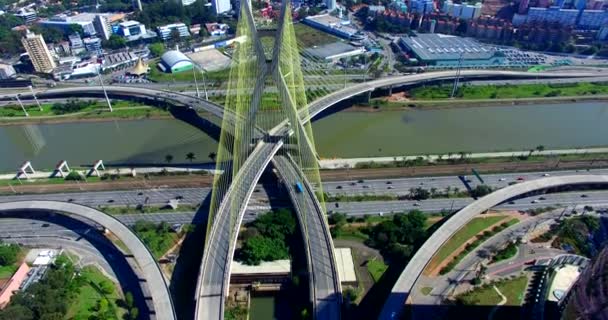 Cable Stayed Bridge World Paulo Brazil South America City Symbol — Stock Video