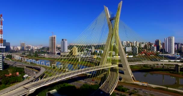 Кабельный Мост Мире Сан Паулу Бразилия Южная Америка — стоковое видео