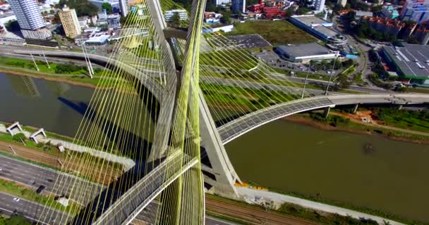 Pont Câblé Dans Monde Sao Paulo Brésil Amérique Sud — Video