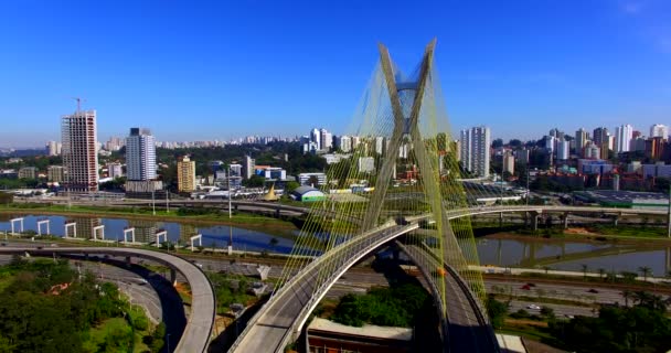 Puente Cable Mundo Sao Paulo Brasil América Del Sur — Vídeos de Stock