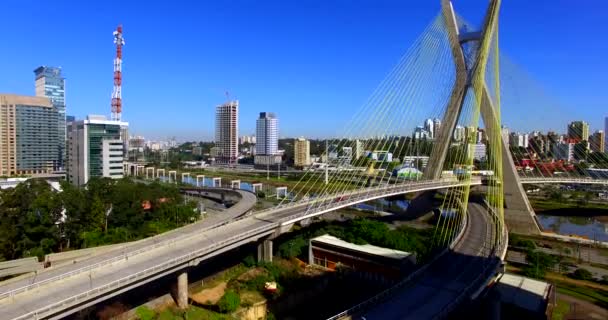 Pont Câblé Dans Monde Sao Paulo Brésil Amérique Sud — Video