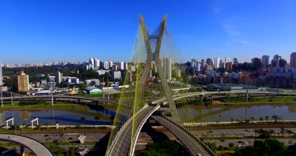 Ponte Cablato Nel Mondo San Paolo Brasile Sud America — Video Stock