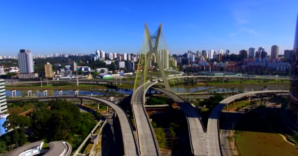Pont Câblé Dans Monde Sao Paulo Brésil Amérique Sud — Video