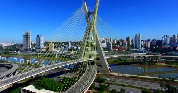 Schrägseilbrücke Der Welt Brasilien Südamerika — Stockvideo