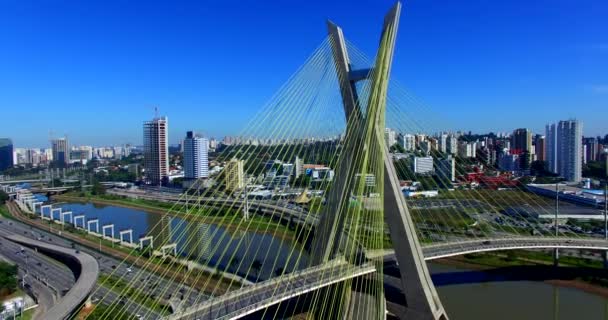 Вантовий Міст Світі Тому Паулу Бразилії Південній Америці Символ Міста — стокове відео