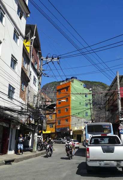 Comunidade Rocinha Muita Gente Muitas Casas Lojas Rio Janeiro Brasil — Fotografia de Stock