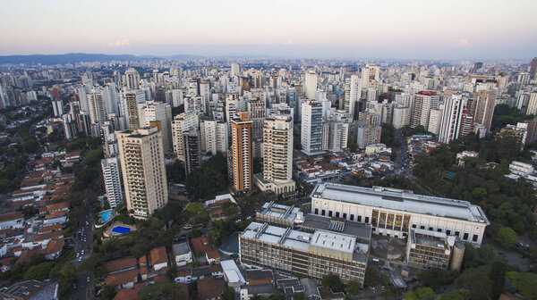 Building wall in the big city, Pacaembu neigtborhood in Sao Paulo Brazil, South America