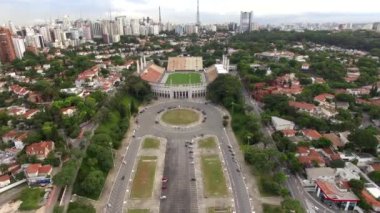Futbol Pacaembu Stadyumu Sao Paulo Brezilya Video Dünya çapında yapılan gün 01/23/2017 adı: Belediye Paulo Machado de Carvalho Stadyumu, drone ile çekim