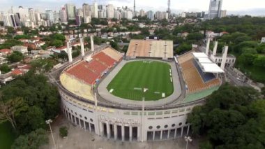 Futbol Pacaembu Stadyumu Sao Paulo Brezilya Video Dünya çapında yapılan gün 01/23/2017 adı: Belediye Paulo Machado de Carvalho Stadyumu, drone ile çekim