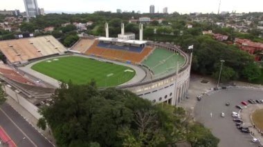 Futbol Pacaembu Stadyumu Sao Paulo Brezilya Video Dünya çapında yapılan gün 01/23/2017 adı: Belediye Paulo Machado de Carvalho Stadyumu, drone ile çekim