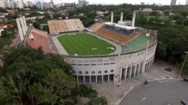 Futbol Pacaembu Stadyumu Sao Paulo Brezilya Video Dünya çapında yapılan gün 01/23/2017 adı: Belediye Paulo Machado de Carvalho Stadyumu, drone ile çekim