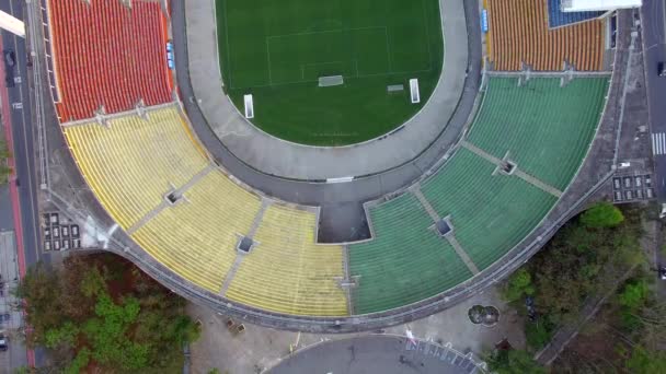 足球环游世界 Pacaembu 体育场巴西圣保罗视频制作日 2017 圣保罗马查多 Stadiumfilming 与无人机更多的选择在我的投资组合 — 图库视频影像