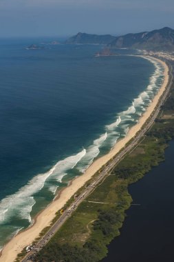 Uzun ve harika plajları, Recreio dos Bandeirantes beach, Rio de Janeiro Brezilya, Güney Amerika 