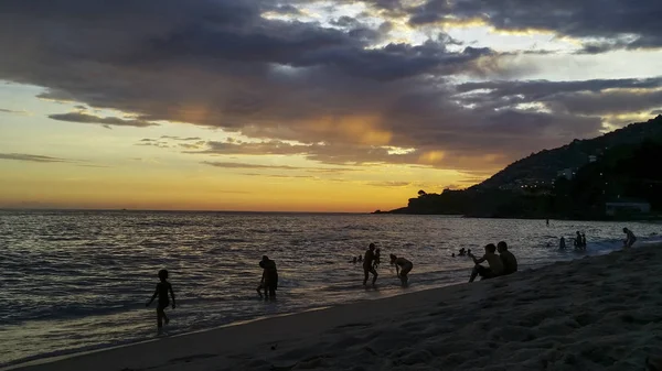 Leblon mahalle, Rio de Janeiro Brezilya Güney Amerika harika gün batımı