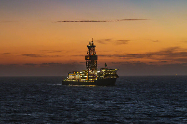 Sunrise over the oil towers and offshore oil rigs, MORE OPTIONS IN MY PORTFOLIO 