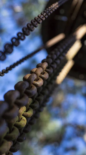 Cadenas Atascadas Fondo Borroso Lejos Del Lugar Trabajo — Foto de Stock