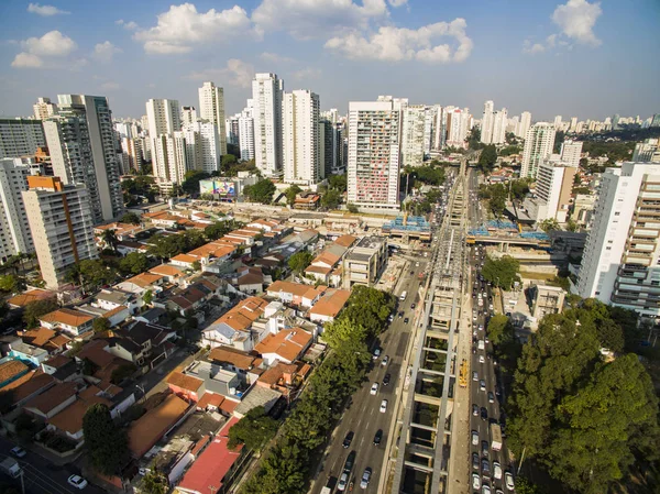 Konstruktion Monorailsystem Monoraillinje Guld Avenida Jornalista Roberto Marinho Paulo Brasilien — Stockfoto