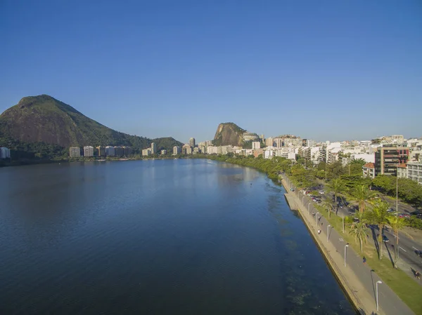 Vista Aerea Del Quartiere Ipanema Leblon Lagoa Rio Janeiro Brasile — Foto Stock