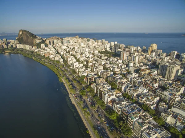 Αεροφωτογραφία Της Ipanema Γειτονιά Και Rodrigo Freitas Lagoon Στο Ρίο — Φωτογραφία Αρχείου