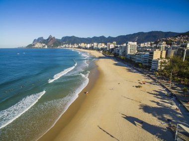 Aerial view at famous South America travel destination city of Rio de Janeiro, Ipanema and Leblon beaches Brazil. Discover the beauty of the earth. Creative Travel Projects's.  clipart
