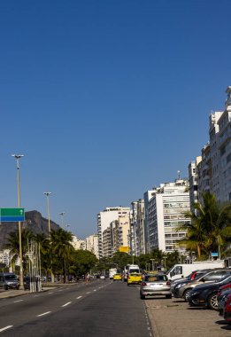Özel mimarileri ile şehirler. Copacabana Plajı, Rio de Janeiro Brezilya Güney Amerika 