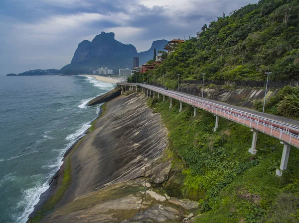Tim Maia bike path on Niemeyer Avenue, Rio de Janeiro, Brazil, South America.  Highway by the sea. Wonderful road and bike path.