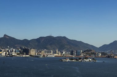 Harika şehir, Rio de Janeiro ve Redeemer veya arka plan, Brezilya, Güney Amerika'da Corcovado İsa dağ. 