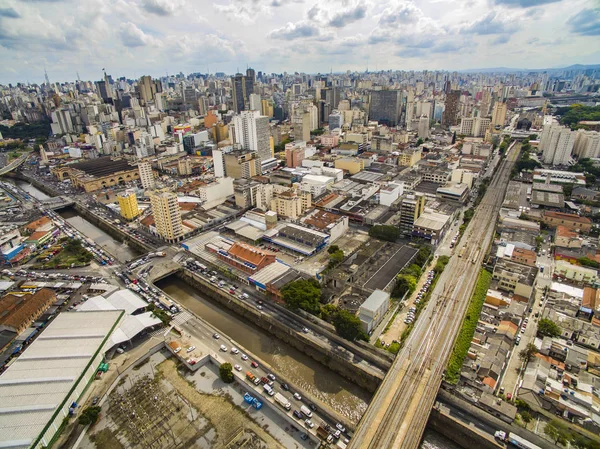 Grandes Cidades Com Rio Grandes Avenidas Vista Aérea Avenida Estadual — Fotografia de Stock