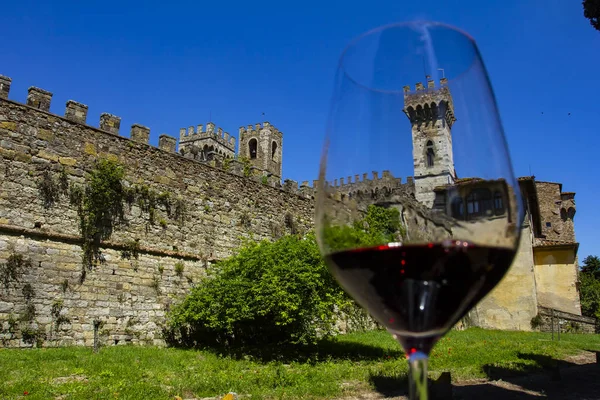 Vino Con Romance Vino Castillo Castillos Toscana Región Vinícola Chianti — Foto de Stock